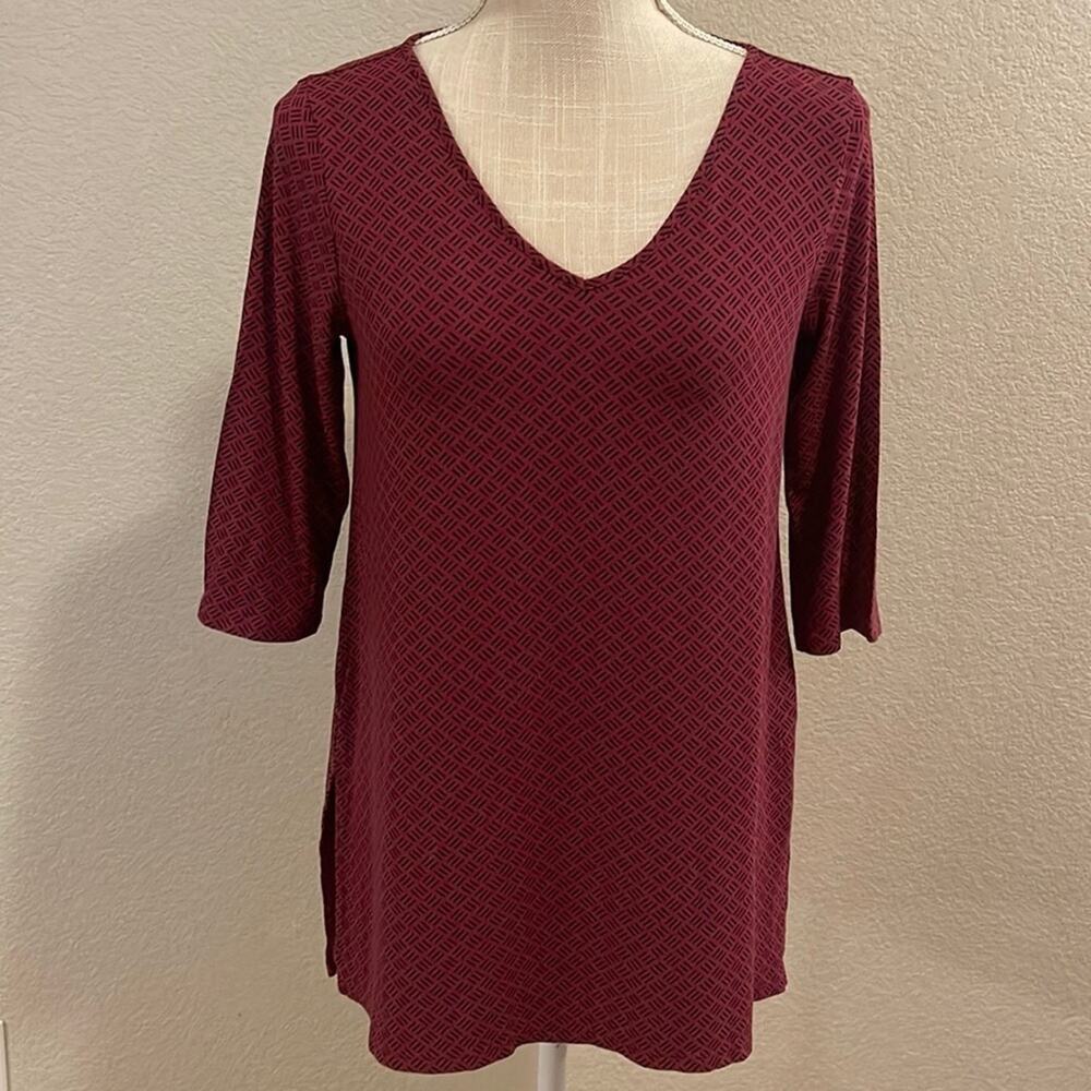 J. Jill Wearever Collection Burgundy Red Tunic Length Shirt Women's XS Petite